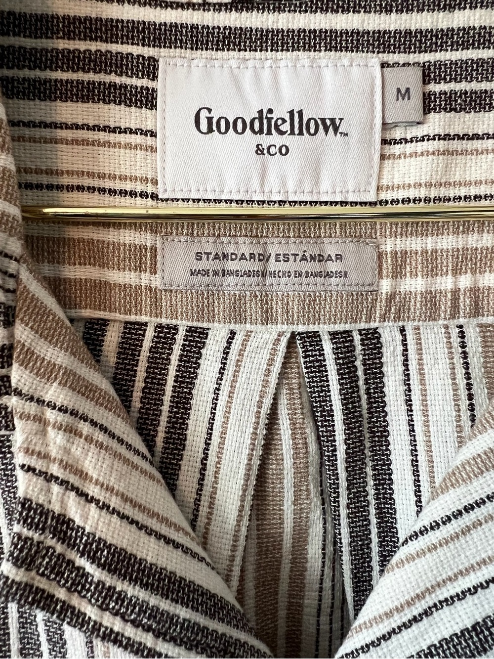 Goodfellow & Co - Black, Tan and White Striped Button down shirt